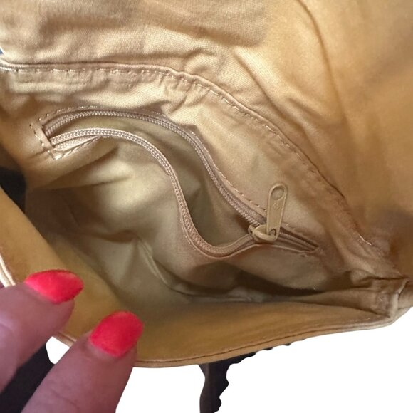 Fossil Genuine Leather Purse Yellow Crossbody Bag Zippered Pocket Snap Closure - Picture 3 of 5